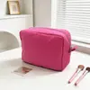 Bolsa de Maquiagem com Padrão Waffle Popular de Venda Cruzada Grande Capacidade Portátil para Viagem Necessaire Cor Sólida Alta Aparência Bolsa de Armazenamento
