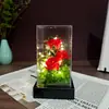 Luz de Vidro Flor Eterna Buquê de Rosas de Sabão com Flores Secas Presente Dia das Mães Aniversário Decoração Criativa Enfeites