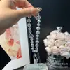 Colgante de Corazón de Diamante Cadena para Teléfono Móvil Joyería de Cristal Perla Pedrería Cadena de Teléfono Móvil de Gama Alta Cuerda Corta para Muñeca para Mujeres