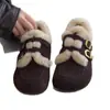 Versión de Piel Suave~ Zapatos de Piel Retro Maillard con Suela Interior Elevadora para Mujer, Punta Redonda, Correa de Doble Hebilla, Zapatos Cálidos de Algodón Peludo