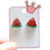 Nuevos y lindos pendientes de estudiante de moda para niños con purpurina roja, clip de oreja de amor sin perforación, joyería de oreja de fresa
