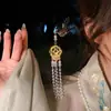 Estilo Nacional Lótus Lanterna Luminosa Grampo de Cabelo Novo de Alta Qualidade Chinoiserie Grampo de Cabelo com Franja de Degrau Estilo Palácio Degrau Balanço Barraca