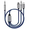 Cabo de áudio para carro tipo C para celular Apple, cabo AUX multifuncional três em um de 3,5 mm para alto-falante