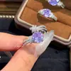 Pendente de Colar Octogonal Rosa Milênio Corte Rosa Diamante Paraíba Diamante de Alto Carbono Brincos de Diamante Roxo Anel Torcido de Água-Marinha para Mulheres