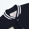 Chaqueta de béisbol americana para hombre, estilo motociclista, con bordado de letras sueltas y costuras de color en contraste. Fabricantes.