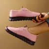 Colección de verano 2026 transfronteriza tallas grandes: Zapatos casuales de suela blanda, de una sola tira y con cordones para mujer, con un estilo inspirado en el británico