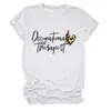 Terapeuta ocupacional Amazon Wish sitio independiente de moda versátil camiseta de mujer de cuello redondo y manga corta