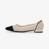 Sapatos de Salto Princesa com Bico Fino, Tecido Fly Woven com Recortes, Novo 2024, Moda Casual, Salto Grosso, Sapatos Femininos Qc6520