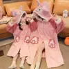 Camisola Feminina Outono e Inverno Espessada com Forro de Lã Coral Fleece Longa Pijama Infantil Camisola de Menina 2024 Flanela Roupas de Casa