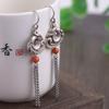 Pendientes de Borla de Pavo Real de Plata de Ley S925 Retro para Mujer, Moda, Estilo Étnico, Plata Vieja, Plata Tailandesa al por Mayor