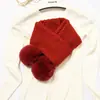 [Bola de lã dourada] cachecol feminino de inverno cachecol de lã tricotado para menina estilo coreano versátil grosso quente estudante
