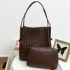Bolsa 2025 Novo Estilo Moda Couro de Vaca Tecido Bolsa de Ombro Grande Capacidade Couro Genuíno Bolsa Balde Feminina Grande Bolsa Tote Bolsa de Axila