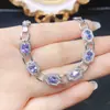 Venta al por mayor de fábrica Popular Pulsera Natural de Tanzanita con Incrustaciones de Plata S925 Piedra Principal 4*6 Joyería de Lujo Venta Directa de Fábrica