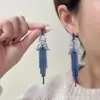 Brincos de Tarraxa com Franjas Azul Klein Atmosfera Personalidade Europeia e Americana Exagerados Moda Temperamento Estilo Socialite Luxo Leve Joia de Orelha Explosiva