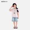 Camiseta de Manga Corta para Niña 2026 Verano Nuevo Estampado de Dibujos Animados Top para Niñas Mayores Ropa de Verano Infantil Manga Media