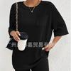 Amazon transfronterizo Ropa de mujer comercio exterior 2024 nueva moda conjunto de 2 piezas de camiseta de punto acanalado y pantalones cortos, pijama, ropa de casa