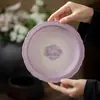 Suporte de Cerâmica Branca com Renda para Bule de Chá com Rosa Pintado à Mão com Bandeja de Chá Seco Roxa Gradiente, Prato de Frutas, Base de Gaiwan Estilo Chinês, Bandeja de Lanches para Chá
