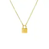 Collar con Candado de Acero de Titanio que No se Desvanece, Letra, para Mujer, Cadena de Clavícula de Lujo Ligero, Colgante de Moda Europea y Americana Tendencia, Joyería de Acero Inoxidable