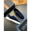 Nuevos Zapatos Deportivos de Cuero Genuino de Gama Alta de European Station, Zapatos Casuales Blancos, Zapatos Slip-On Ligeros y Transpirables con Elástico Cruzado