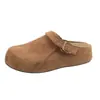 Pantuflas cerradas tipo Birkenstock de suela gruesa que aumentan la altura para mujer, nuevo modelo de verano 2025, versátiles de meter y sacar, tipo mule para usar en exteriores