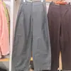 Calça casual de malha oversized estilo japonês, calça pantalona de perna larga com corte curvo 482287/486980/483722