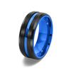 Moda europeia e americana fosco sulco bicolor aço titânio anel giratório Anel simples masculino japonês e coreano 8MM três em um atacado