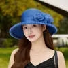 Sombrero de Organza para Mujer, Sombrero de Pescador Floral de Verano para el Sol, Sombrero de Pescador Transpirable con Protección Solar para Viajes en la Playa, Personalizado en Taizhou
