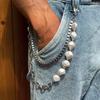 Corrente de Cintura com Pérolas para Calças Femininas Corrente Pendurada para Calças Jeans Acessórios Distintivos para Saias Jeans Corrente de Cintura Quente para Meninas