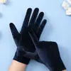 Guantes de terciopelo dorado para mujer de otoño e invierno guantes de terciopelo elástico guantes cálidos para montar al aire libre para conducir al por mayor