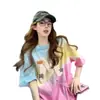 Playera de Algodón Puro con Graffiti de Letras Populares de Verano para Mujer, Diseño Moderno de Degradado Colorido, Top Holgado y Favorecedor