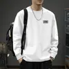 Camiseta de Manga Larga para Hombre 2025 Primavera y Otoño Nueva Holgada de Peso Pesado Algodón Puro Juvenil Cuello Redondo Pulóver Camiseta Base