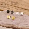 Design de nicho senso de vento frio aço inoxidável flor margarida botão de flor brinco stud para homens e mulheres personalidade temperamento brincos