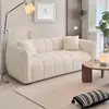 Sofá de tecido tridimensional com padrão de ondas na cor creme, suave e calmante, móvel popular de dois lugares para salas de estar pequenas e apartamentos alugados