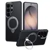 Funda Adecuada para Teléfono Móvil Samsung S26Ultra, Patrón de Fibra de Carbono, Carga Inalámbrica Magnética, Soporte Giratorio de 360°, Funda Anti-Caídas S26