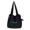 Bolso de Hombro Nuevo con Cordón y Letras para Mujer, Estilo Japonés, Gran Capacidad, Bolso de Axila de Color Sólido, Bolso Tote de Moda para Viajero