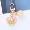 Llavero Colgante Acrílico Ins Corazón de Colores Lindo para Niña Corazón de Melocotón Iridiscente Accesorio de Perla Decoración de Bolso