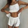 Nuevo verano transfronterizo estilo europeo y americano traje de shorts con tirantes sexy florecitas comercio exterior damas traje de pijama para el hogar