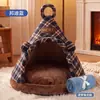 Ninho de Gato Transfronteiriço Outono e Inverno Novo Estilo Tenda Escovada Estilo Britânico Ninho de Gato Casa Quente de Inverno Ninho de Cachorro Suprimentos para Animais de Estimação