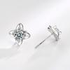 Aretes de botón de trébol de plata esterlina S999 con incrustaciones de diamantes para niñas Corea del Sur elegantes simples frescos aretes que combinan con todo