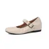 Zapatos Mary Jane super suaves de piel de oveja para aumentar la altura, colección otoño 2026, tacón de cuña, tacón medio, punta redonda, piel 100% genuina, zapatos de mujer con correa de hebilla única