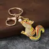 Chaveiro de esquilo cravejado de diamantes, pingente de esquilo fofo com diamantes completos e gota de óleo, chaveiro de carro, atacado de pequenos presentes