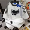 Camiseta de Manga Corta con Cuello Redondo y Tres Rayas Estilo Japonés con Estampado de Dibujos Animados para Hombres y Mujeres, Verano Holgada Moderna Pareja Top Ins