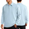 Camisa polo nueva de jacquard texturizado de color liso para hombre, europea y americana, con botones de Amazon, de manga larga y corte holgado