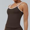 Colete Esportivo Justo de Cor Contrastante Europeu e Americano Transfronteiriço Feminino Sem Costas para Yoga Roupa de Fitness Regata Top para Corrida Yoga