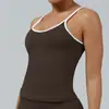 Colete Esportivo Justo de Cor Contrastante Europeu e Americano Transfronteiriço Feminino Sem Costas para Yoga Roupa de Fitness Regata Top para Corrida Yoga