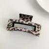 Presilha Quadrada para Cabelo com Estampa de Leopardo Transfronteiriça para Mulheres, Presilha de Tubarão para Cabelos Finos, Acessório de Cabelo Estiloso de Alta Qualidade