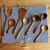 Espátula coladora de madera estilo japonés cuchara de sopa cuchara de madera para el hogar cocina mango largo espátula de madera grande antiadherente