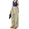 Pantalones Cargo Casuales Sueltos de Streetwear de Nicho para Mujer Caqui Cintura Alta Adelgazantes Nuevos Delgados Pierna Ancha Secado Rápido Pantalones Paracaidistas