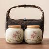 Fabricante de Latas de Chá Margarida Cinzenta de Planta, Latas Seladas, Latas de Chá Cerâmicas Portáteis Estilo Chinês à Prova de Umidade, Pequeno Armazém de Chá