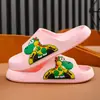 Chinelos infantis para meninos e meninas, bebê, verão, roupa de casa, banho, antiderrapante, desodorante, sola macia, sandálias de dinossauro infantis, atacado